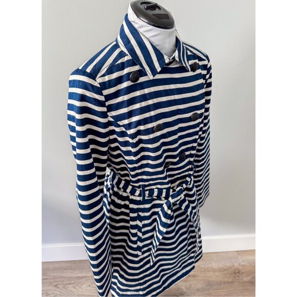 Express Striped Fit and Flare Trench Coat - Picture 7 of 12